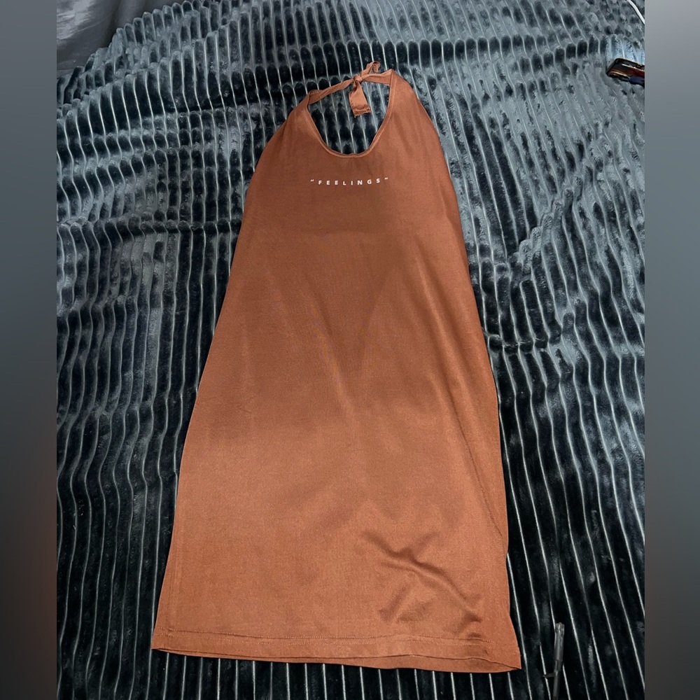 Shein “feelings” brown, tight, medium, tie backless.